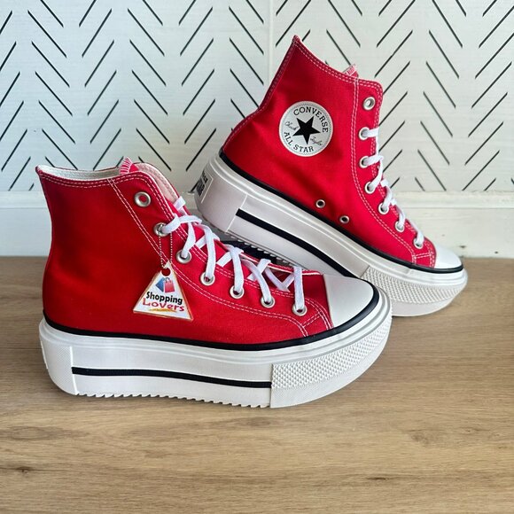 ❤️Converse Chuck Taylor Lift Double Stack Platform Sz 9 Womens Shoes Red A15542C - Picture 1 of 11